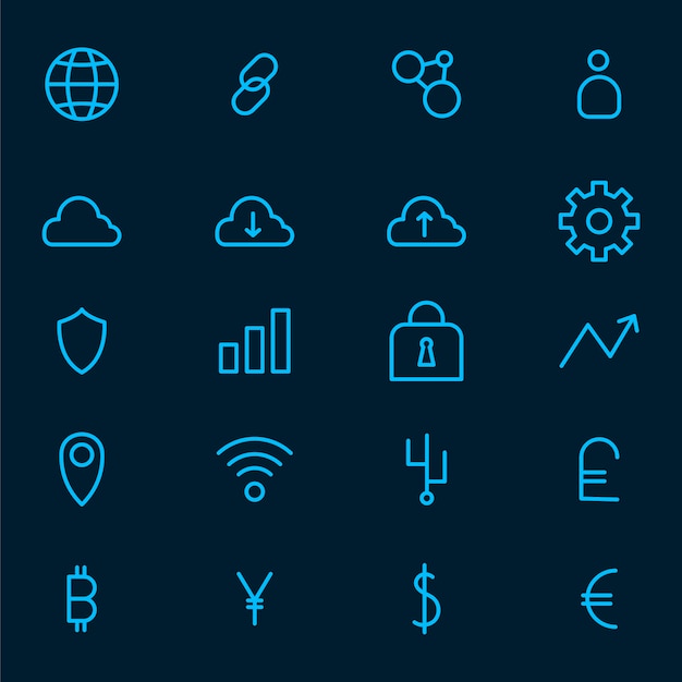 Cryptocurrency set electronic cash symbol vector