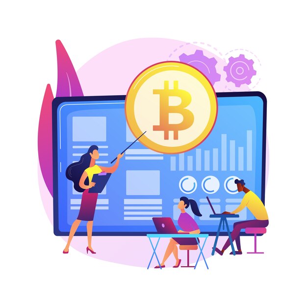 cryptocurrency trading courses abstract concept  illustration. crypto trade academy, smart contracts, digital tokens and blockchain technology, setup and strategy, ico .