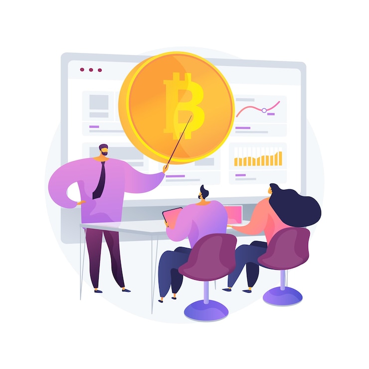 Free Vector cryptocurrency trading courses abstract concept illustration