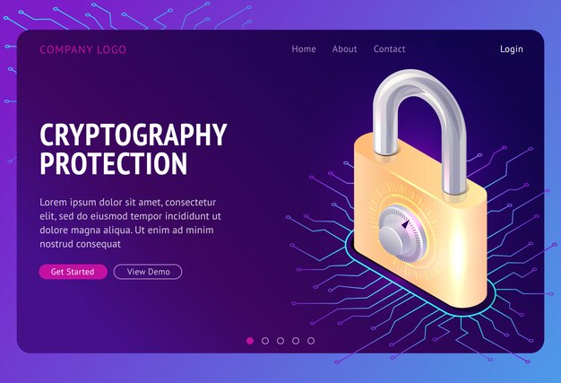 Cryptography protection, web isometric concept