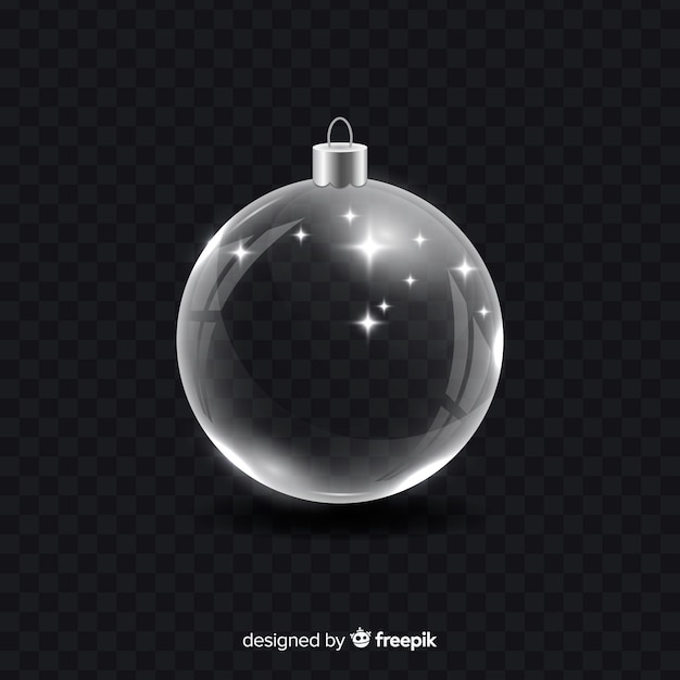 Crystal christmas ball on black background