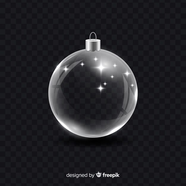 黒の背景にクリスタルクリスマスボール