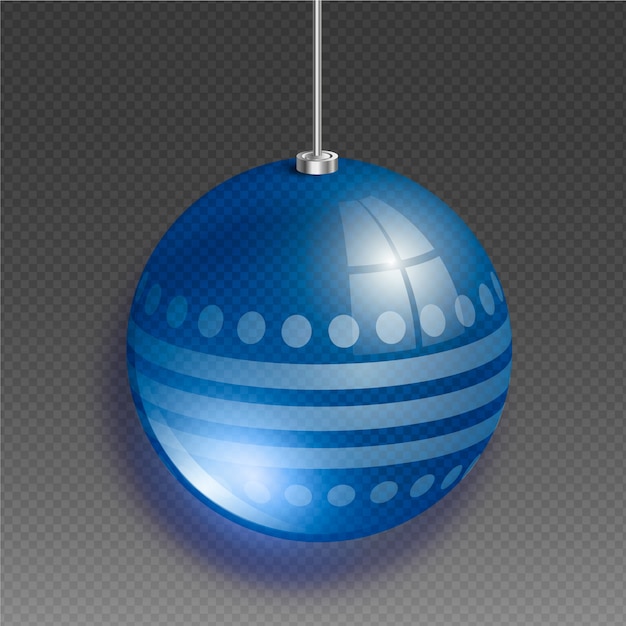 Хрустальный елочный шар в голубых тонах с кругами