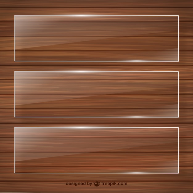 Free vector crystal frames on wooden template