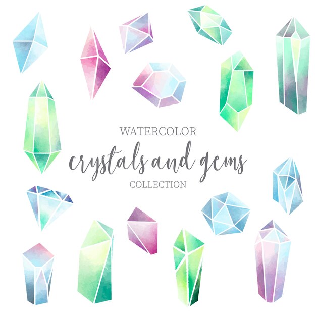 Crystal and Gem watercolor collection