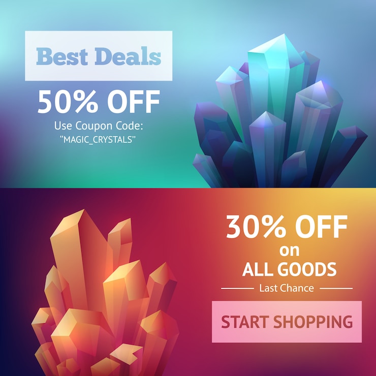 Free Vector crystal mineral banners
