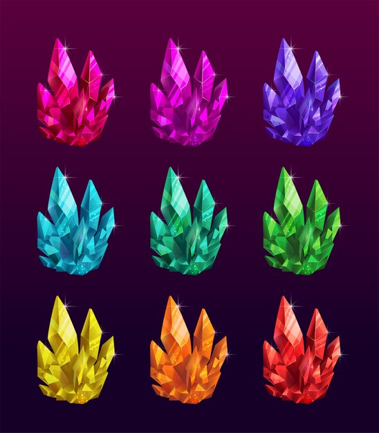 Crystals set Premium Vector