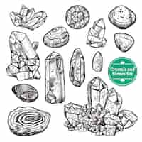 Free vector crystals and stones set