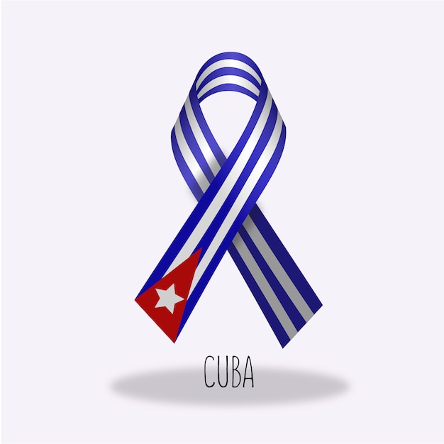 Cuba flag ribbon design