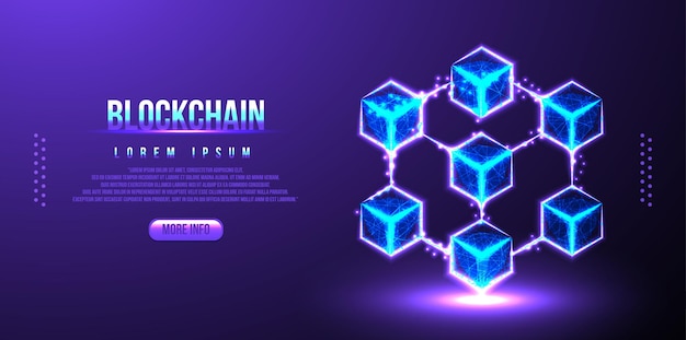 Cube, block chain polygonal low poly wireframe background