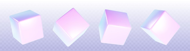Free Vector cube geometric shape with hologram effect