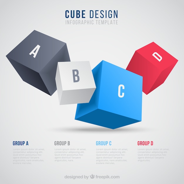 Free vector cubes infographic