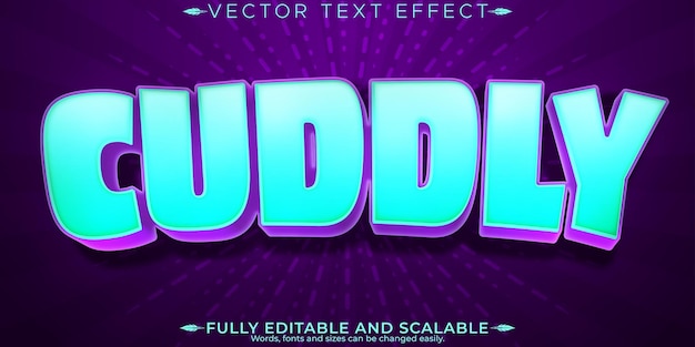 Cuddly text effect editable cartoon and comic customizable font style