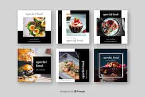 Free vector culinary instagram post set with image