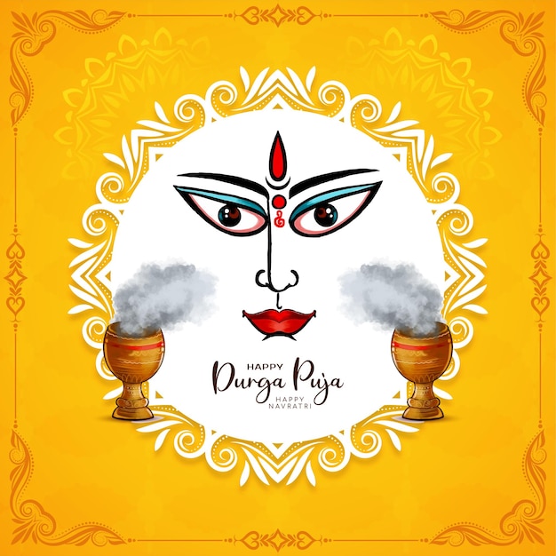 Cultural happy navratri and durga puja festival decorative background vector