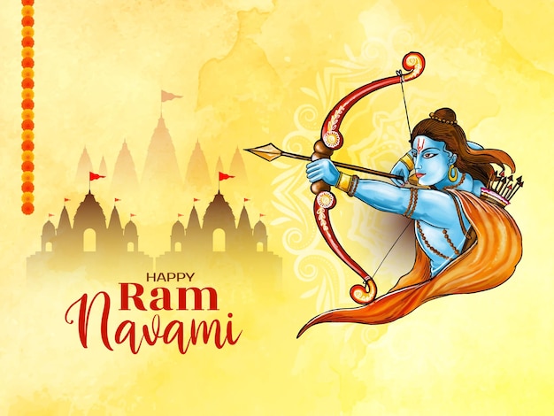 Vettore gratuito culturale happy ram navami hindu festival design della carta