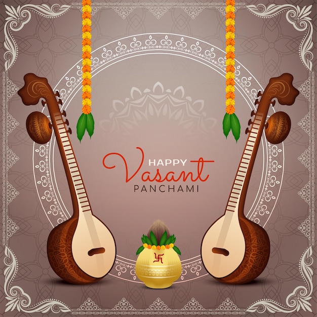 Cultural happy vasant panchami indian festival background design vector