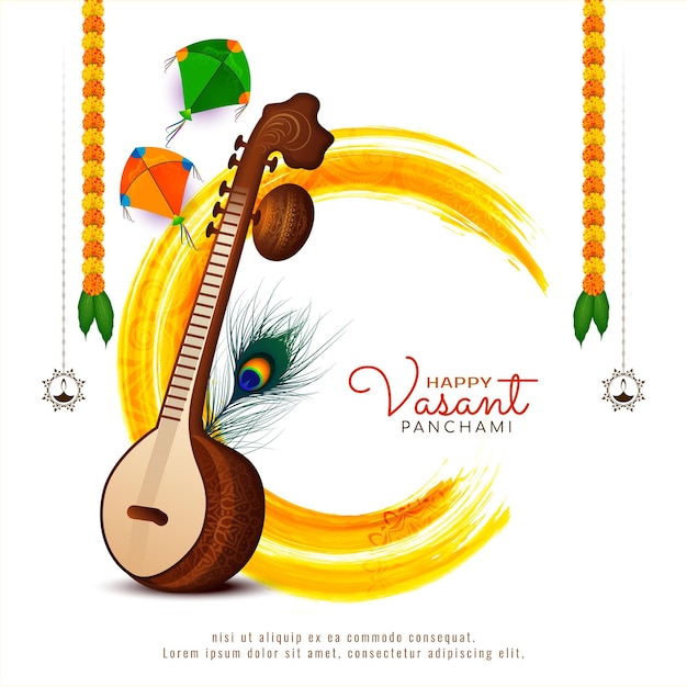 Культурный вектор дизайна фона индийского фестиваля Happy Vasant Panchami