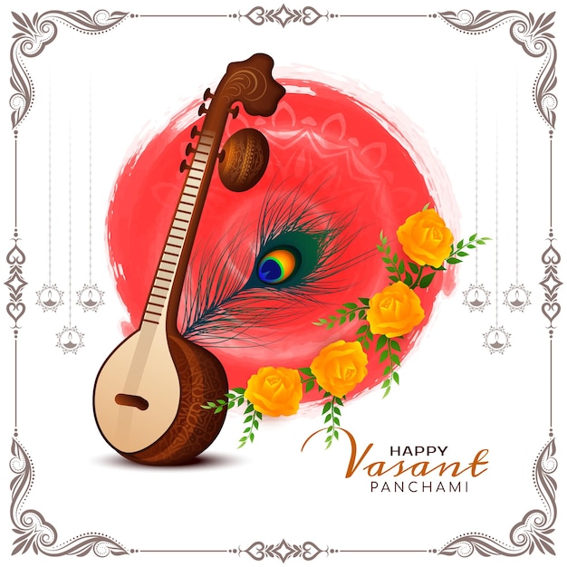 Free vector cultural happy vasant panchami indian festival background design vector