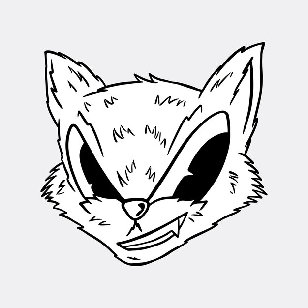 Cunning fox outline sticker overlay design resource vector