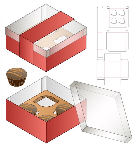 Download Premium Vector | Cupcake box packaging die cut template ...