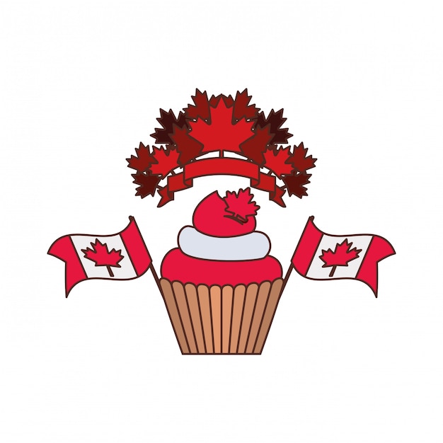 Vettore gratuito cupcake e simbolo del canada