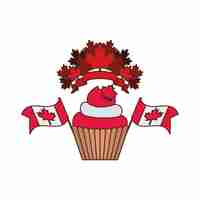 Vettore gratuito cupcake e simbolo del canada