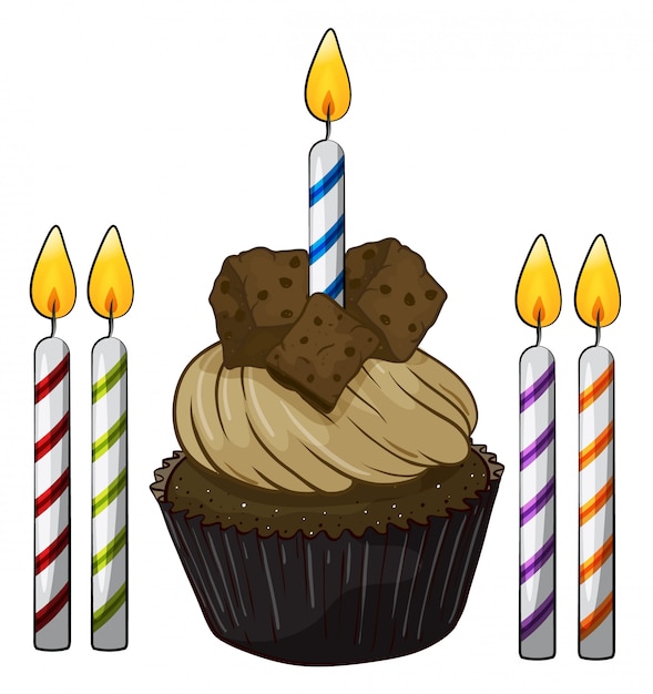 Vettore gratuito cupcake e candele