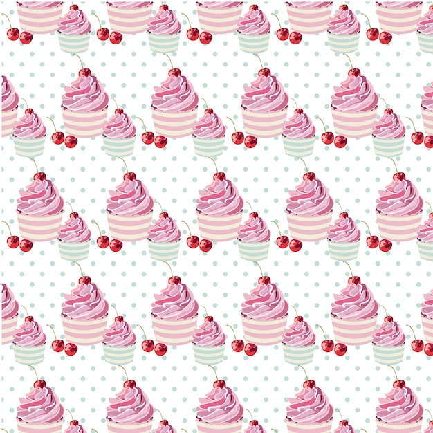 Free vector cupcake pattern background