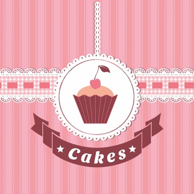 Free vector cupcake on pink background