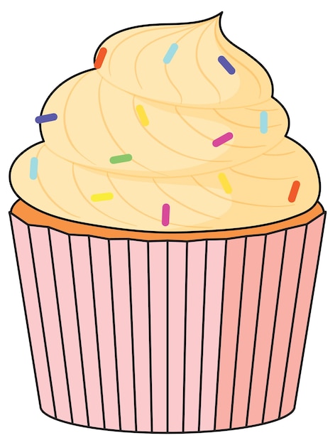 Free vector cupcake with cream and sprinkles