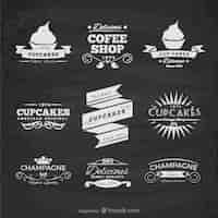 Free vector cupcakes and coffee shop stickers