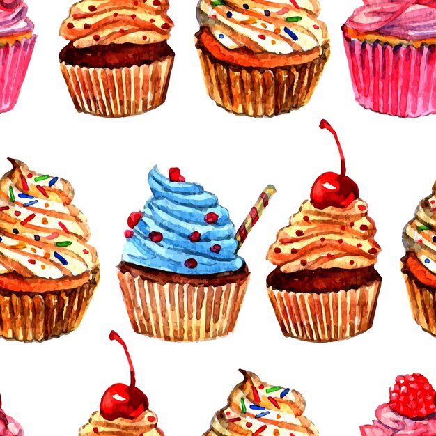 Cupcakes seamless pattern design