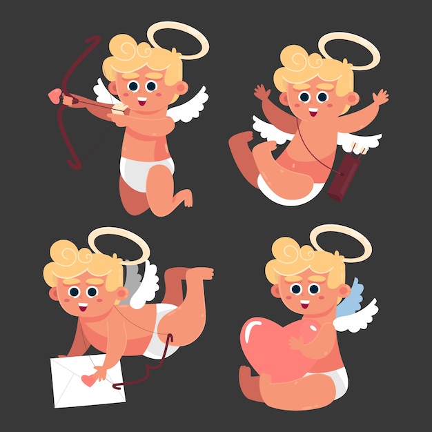 Cupid character collection flat design