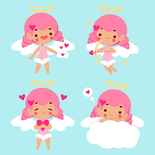 Cupid character collection in flat design