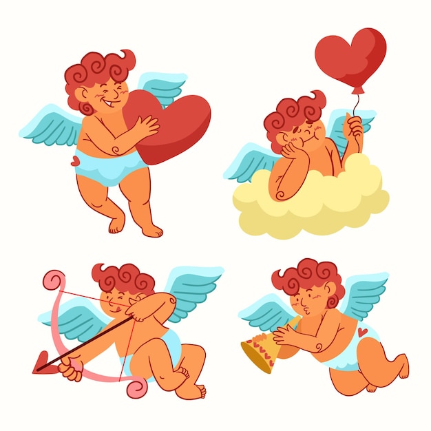 Free vector cupid hand drawn character pack