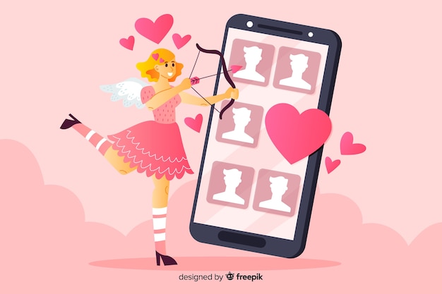 Cupidon shooting arrows concept illustration