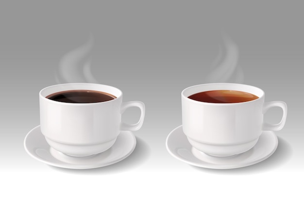 Cups with hot drink