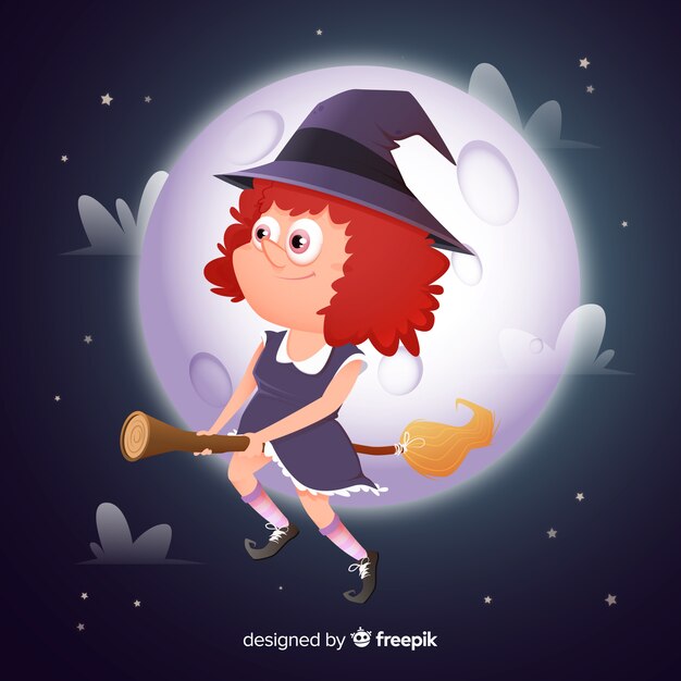 Cure halloween witch with full moon