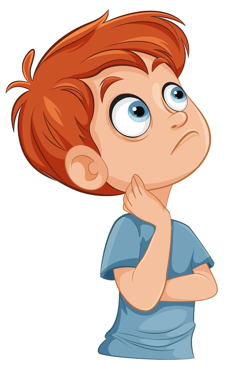 Free Vector curious boy thinking deeply