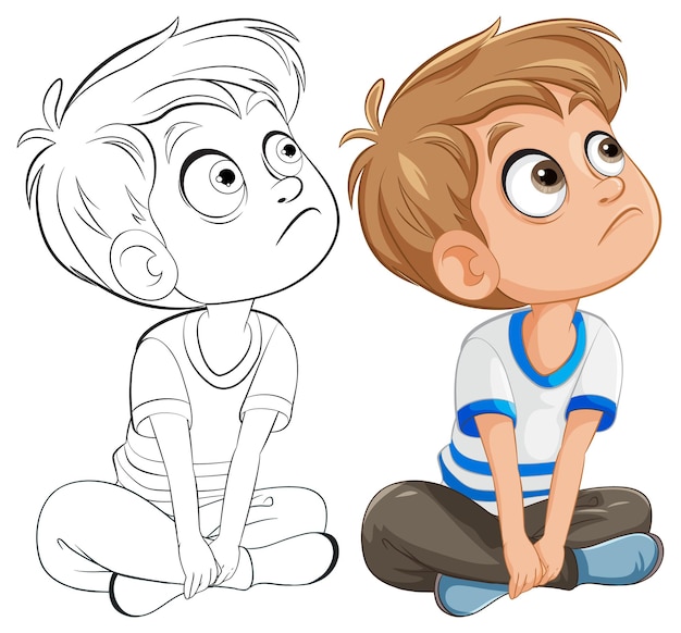 Free vector curious boy in thoughtful pose