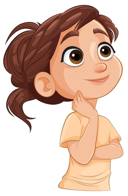 Free vector curious girl with a thoughtful pose