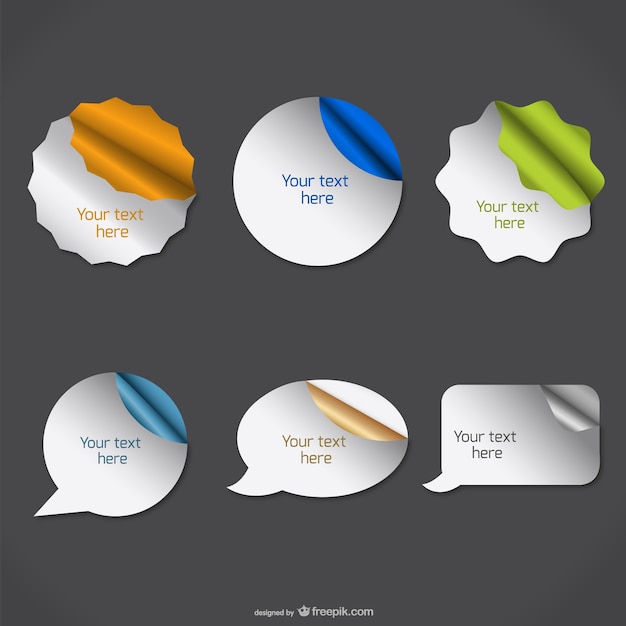 Free vector curled page badges set