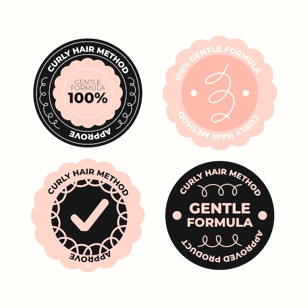 Free vector curly hair method badge collection