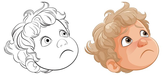 CurlyHaired Childs Expressive Faces