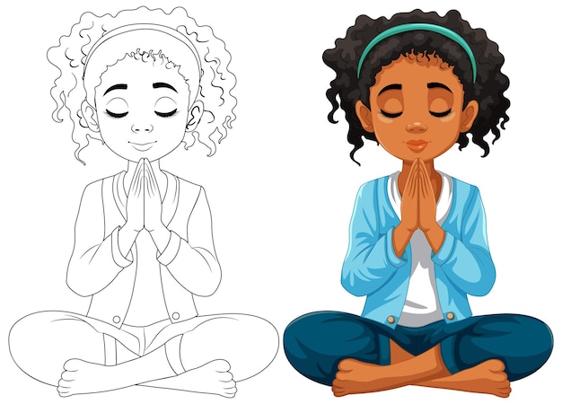 curlyhaired woman meditating with closed eyes