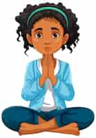 Free vector curlyhaired woman praying and meditating with eyes open