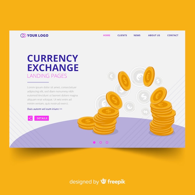 Free vector currency landing page