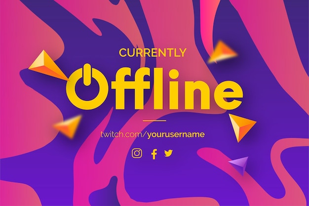 Free vector currently offline twitch banner background with colorful liquid effect