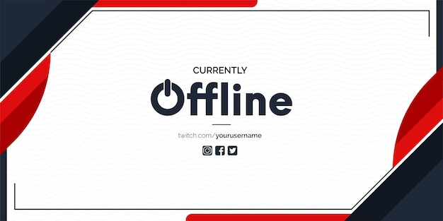 Free vector currently offline twitch banner with abstract red shapes background